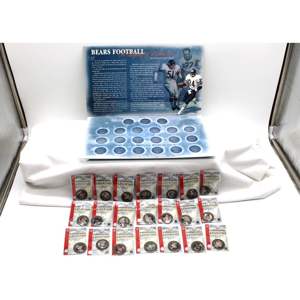 2004 Chicago Bears Legends Medallion Collection Display Card Complete Set